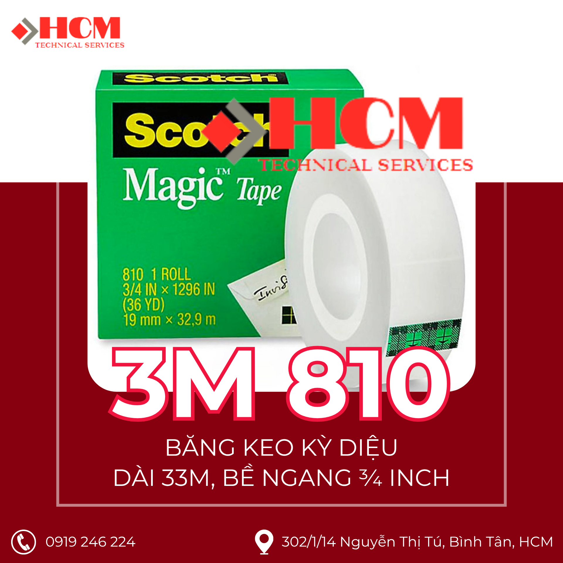 3M 810 - Băng Keo Kỳ Diệu - Dài 33M, Rộng 3/4 INCH